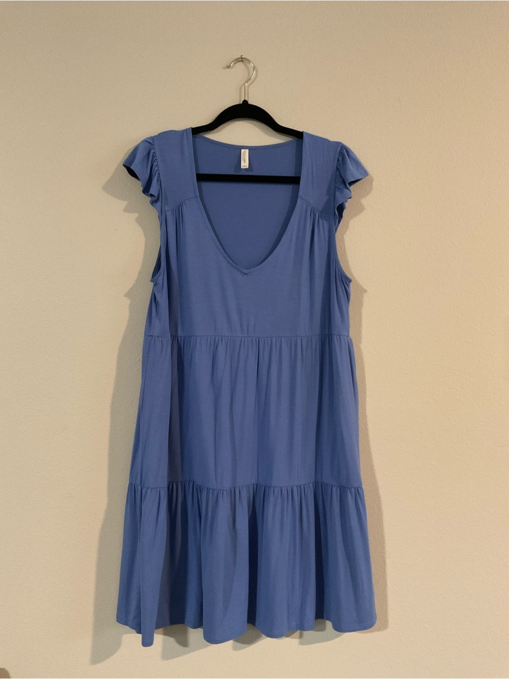 Gentle Fawn Light Blue Tiered V-Neck Mini Dress
